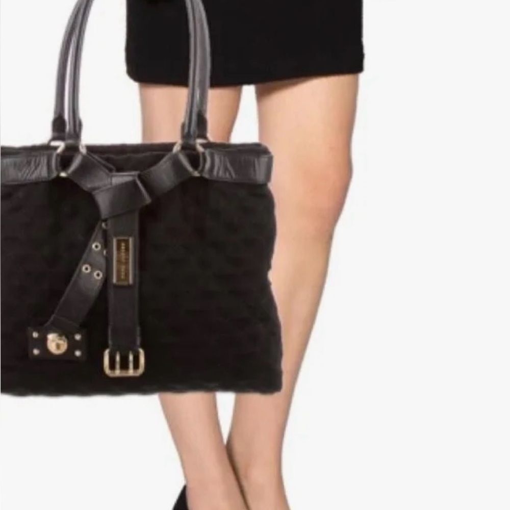 Marc Jacobs Black Quilted Shoulder Bag with Gold Accents